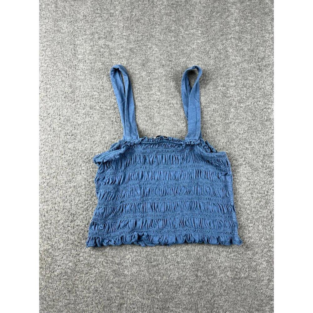 American Eagle Blue Smocked Crop Top‎ Size Small